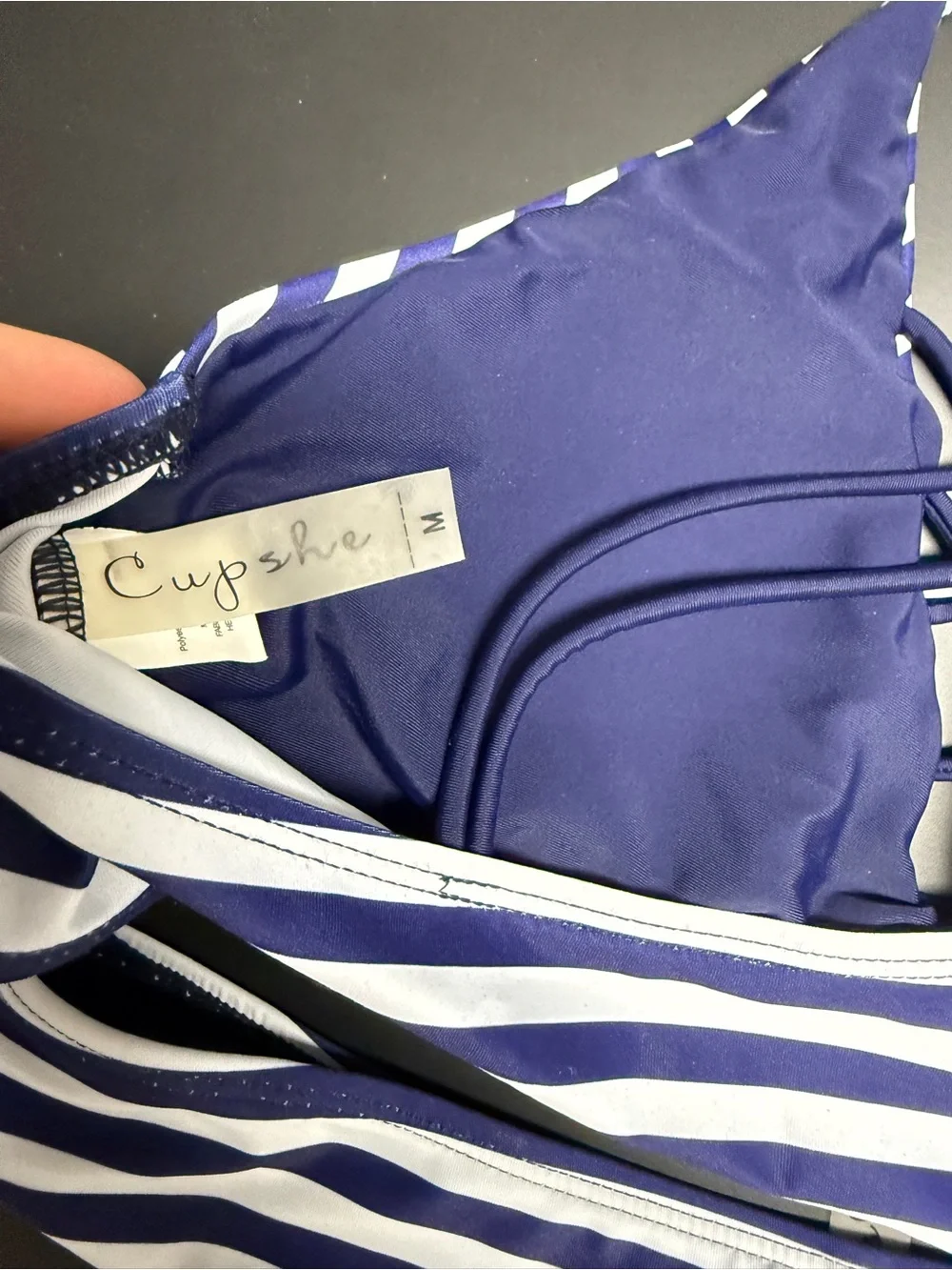 Cupshe Blue & White Striped Crisscross Halter Bikini